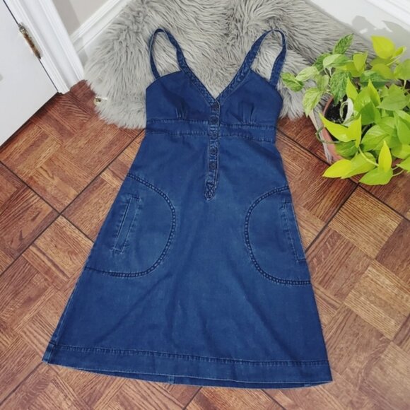 H&M EUROPE- Vintage Cotton Dungaree Overall A Line Dress - Picture 4 of 16